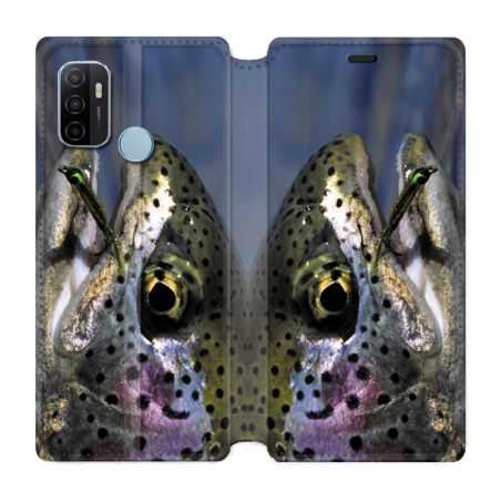 Housse Cuir Portefeuille Pour Oppo A53 / A53S Peche Truite