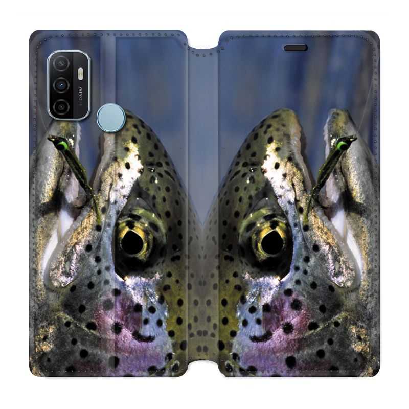 Housse Cuir Portefeuille Pour Oppo A53 / A53S Peche Truite