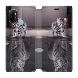 Housse Cuir Portefeuille Pour Oppo A53 / A53S Chat Reflet