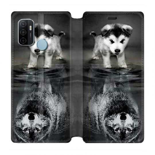 Housse Cuir Portefeuille Pour Oppo A53 / A53S Chien Reflet