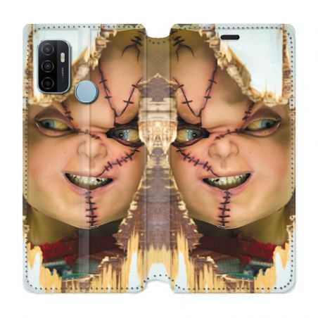 Housse Cuir Portefeuille Pour Oppo A53 / A53S Chucky Blanc
