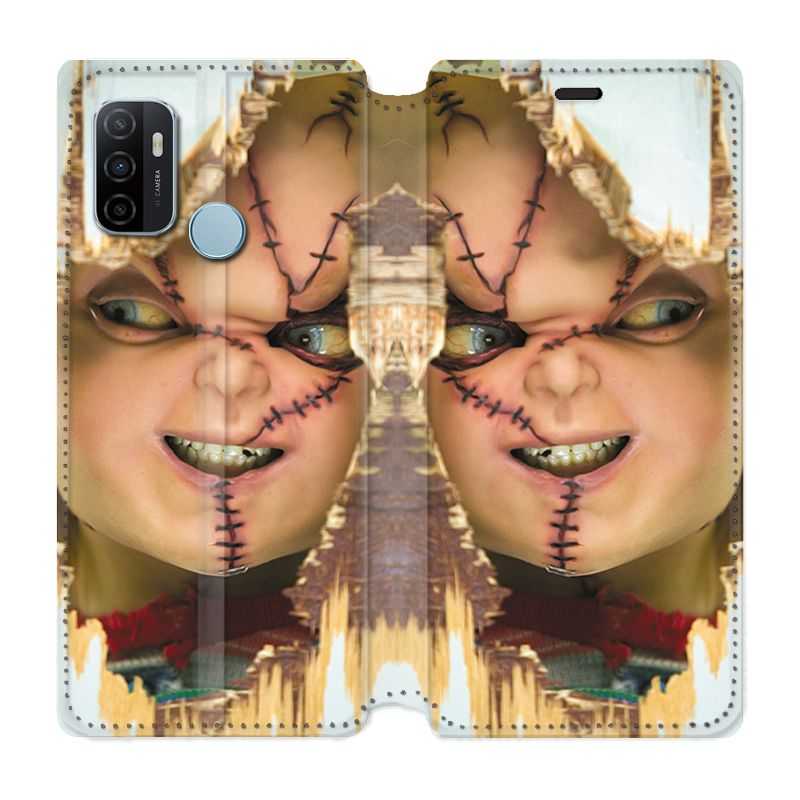 Housse Cuir Portefeuille Pour Oppo A53 / A53S Chucky Blanc