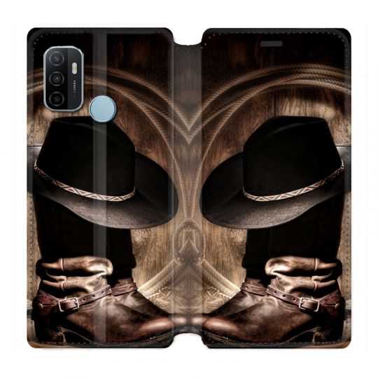 Housse Cuir Portefeuille Pour Oppo A53 / A53S Cow Boy Chapeau
