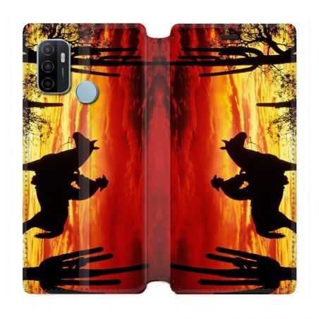 Housse Cuir Portefeuille Pour Oppo A53 / A53S Cow Boy Soleil