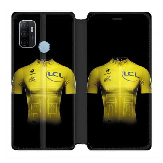 Housse Cuir Portefeuille Pour Oppo A53 / A53S Cyclisme Maillot Jaune