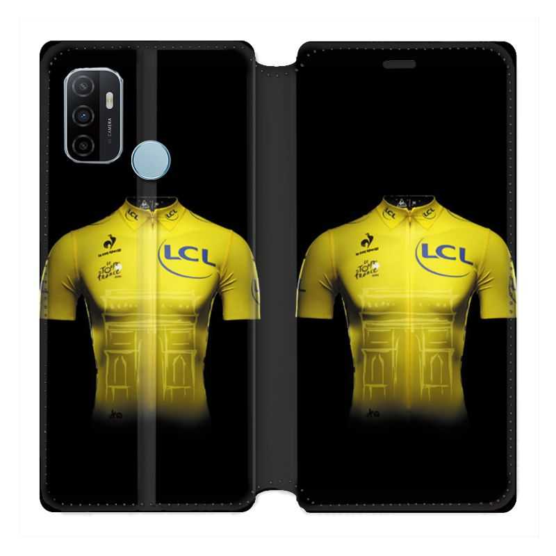 Housse Cuir Portefeuille Pour Oppo A53 / A53S Cyclisme Maillot Jaune