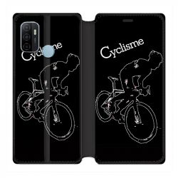 Housse Cuir Portefeuille Pour Oppo A53 / A53S Cyclisme Ombre Blanche