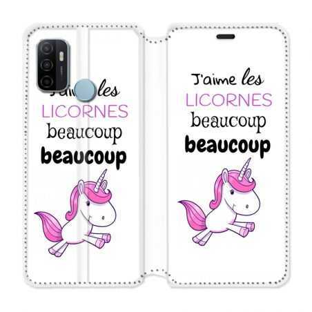 Housse Cuir Portefeuille Pour Oppo A53 / A53S Decale Licornes