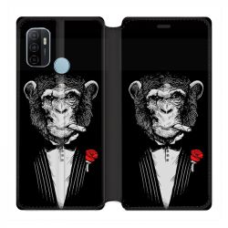 Housse Cuir Portefeuille Pour Oppo A53 / A53S Decale Singe Mafia