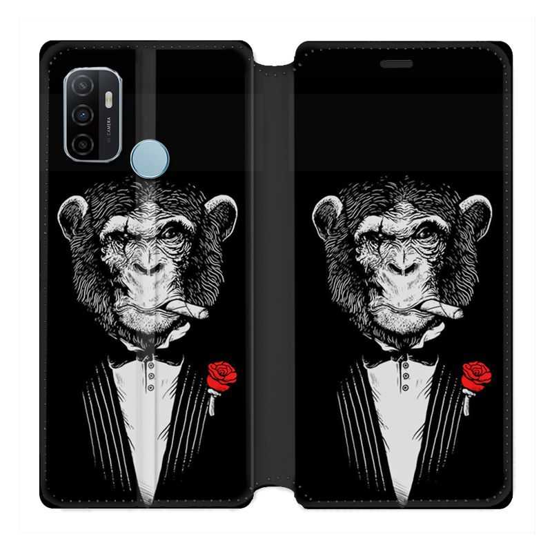 Housse Cuir Portefeuille Pour Oppo A53 / A53S Decale Singe Mafia