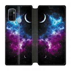 Housse Cuir Portefeuille Pour Oppo A53 / A53S Univers Bleu Violet