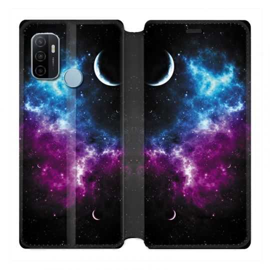 Housse Cuir Portefeuille Pour Oppo A53 / A53S Univers Bleu Violet