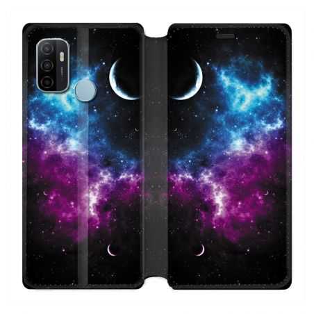 Housse Cuir Portefeuille Pour Oppo A53 / A53S Univers Bleu Violet