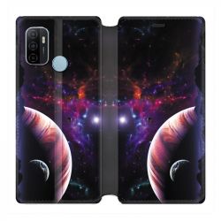 Housse Cuir Portefeuille Pour Oppo A53 / A53S Planete Rouge