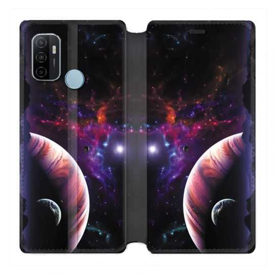 Housse Cuir Portefeuille Pour Oppo A53 / A53S Planete Rouge