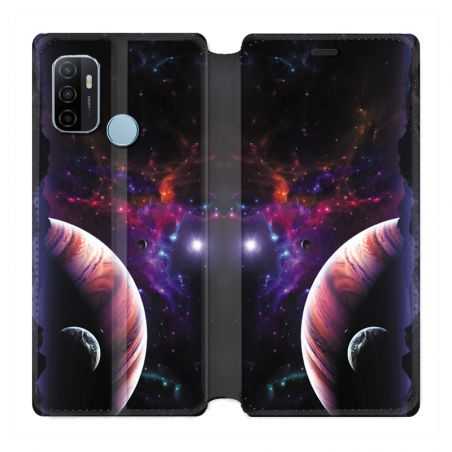 Housse Cuir Portefeuille Pour Oppo A53 / A53S Planete Rouge