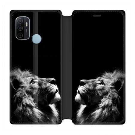 Housse Cuir Portefeuille Pour Oppo A53 / A53S Roi Lion