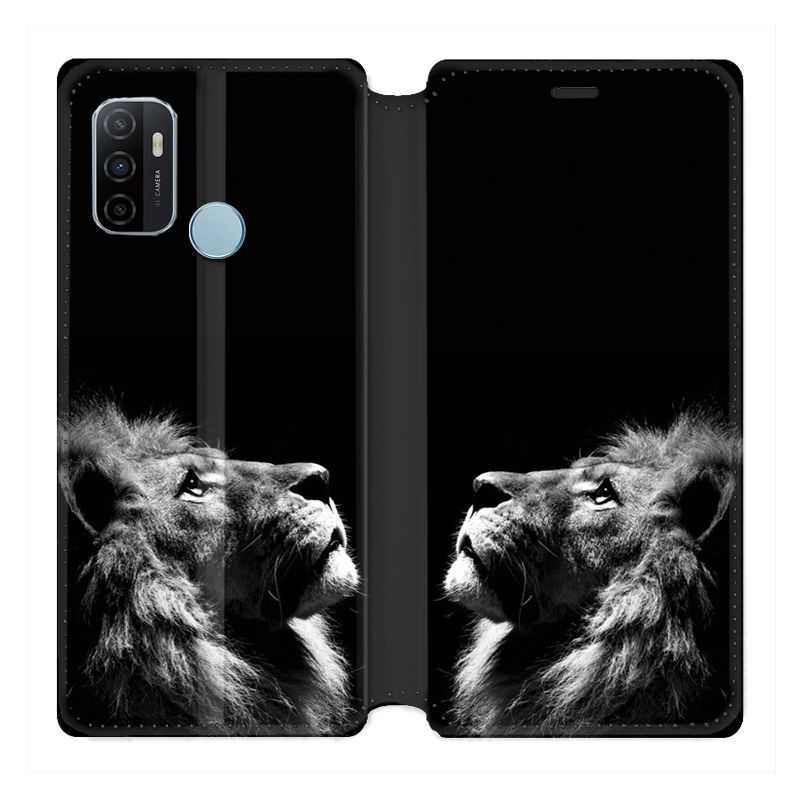 Housse Cuir Portefeuille Pour Oppo A53 / A53S Roi Lion