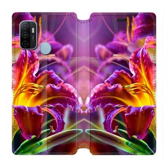 Housse Cuir Portefeuille Pour Oppo A53 / A53S Fleur Lys Color