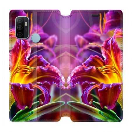 Housse Cuir Portefeuille Pour Oppo A53 / A53S Fleur Lys Color