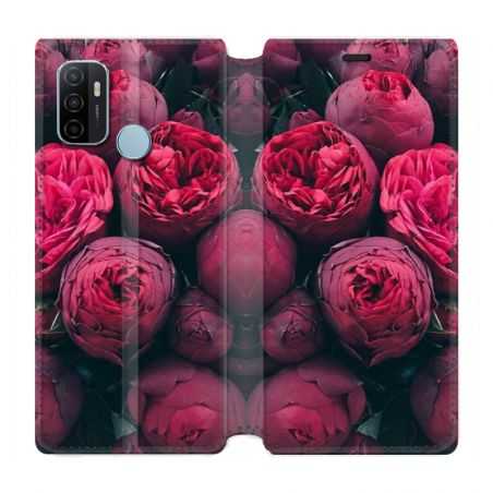 Housse Cuir Portefeuille Pour Oppo A53 / A53S Fleur Pivoine