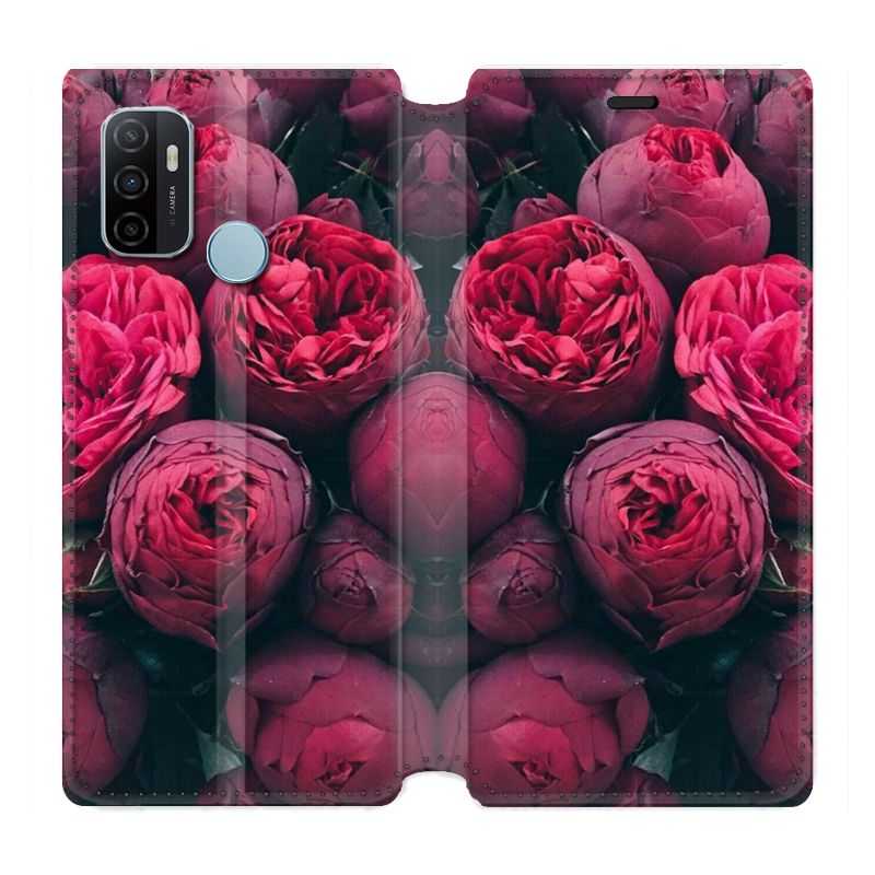Housse Cuir Portefeuille Pour Oppo A53 / A53S Fleur Pivoine