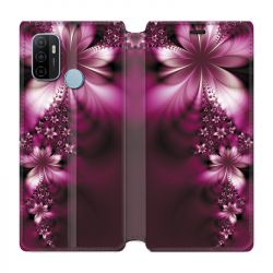 Housse Cuir Portefeuille Pour Oppo A53 / A53S Fleur Violette Montante