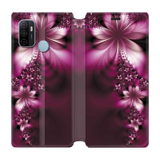 Housse Cuir Portefeuille Pour Oppo A53 / A53S Fleur Violette Montante
