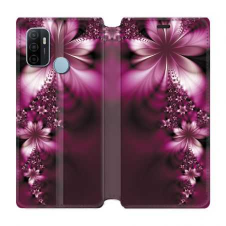 Housse Cuir Portefeuille Pour Oppo A53 / A53S Fleur Violette Montante