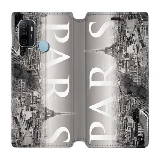 Housse Cuir Portefeuille Pour Oppo A53 / A53S France Paris Vintage