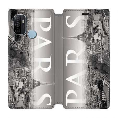 Housse Cuir Portefeuille Pour Oppo A53 / A53S France Paris Vintage