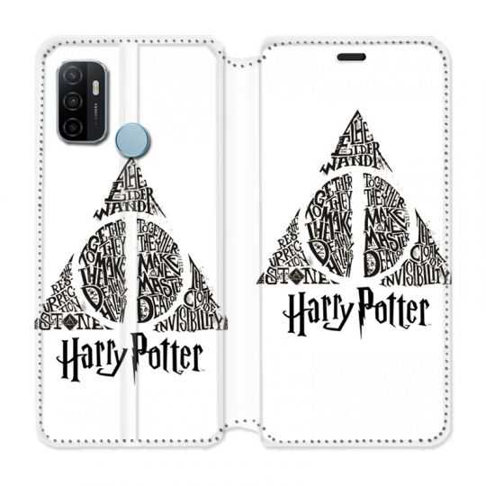 Housse Cuir Portefeuille Pour Oppo A53 / A53S WB License Harry Potter Triangle Blanc