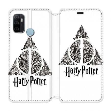 Housse Cuir Portefeuille Pour Oppo A53 / A53S WB License Harry Potter Triangle Blanc