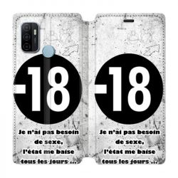 Housse Cuir Portefeuille Pour Oppo A53 / A53S Humour 18 Ans
