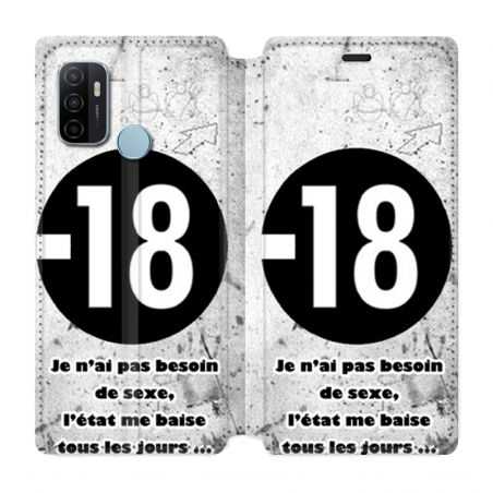 Housse Cuir Portefeuille Pour Oppo A53 / A53S Humour 18 Ans