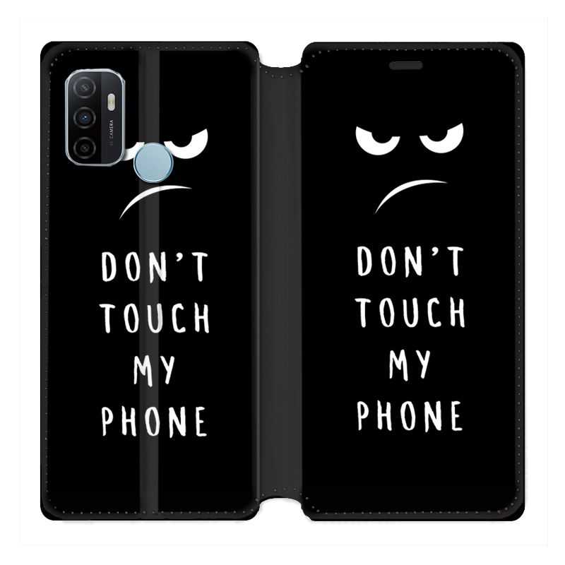 Housse Cuir Portefeuille Pour Oppo A53 / A53S Humour Don't Touch