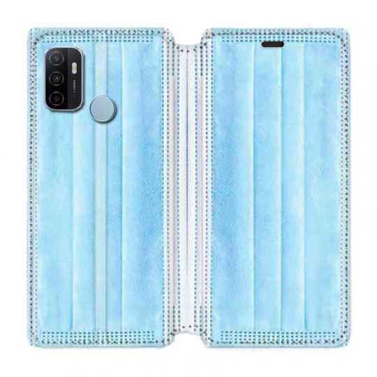 Housse Cuir Portefeuille Pour Oppo A53 / A53S Humour Masque chirurgical