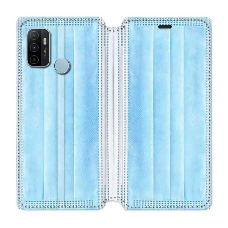 Housse Cuir Portefeuille Pour Oppo A53 / A53S Humour Masque chirurgical