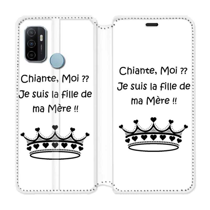Housse Cuir Portefeuille Pour Oppo A53 / A53S Humour Moi Chiante