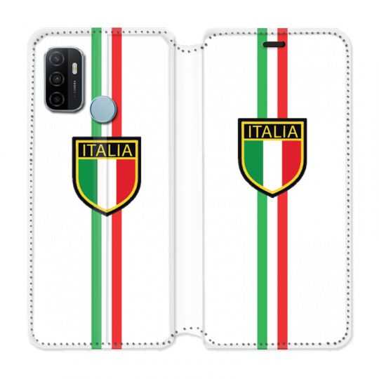 Housse Cuir Portefeuille Pour Oppo A53 / A53S Italie 3 Blanc