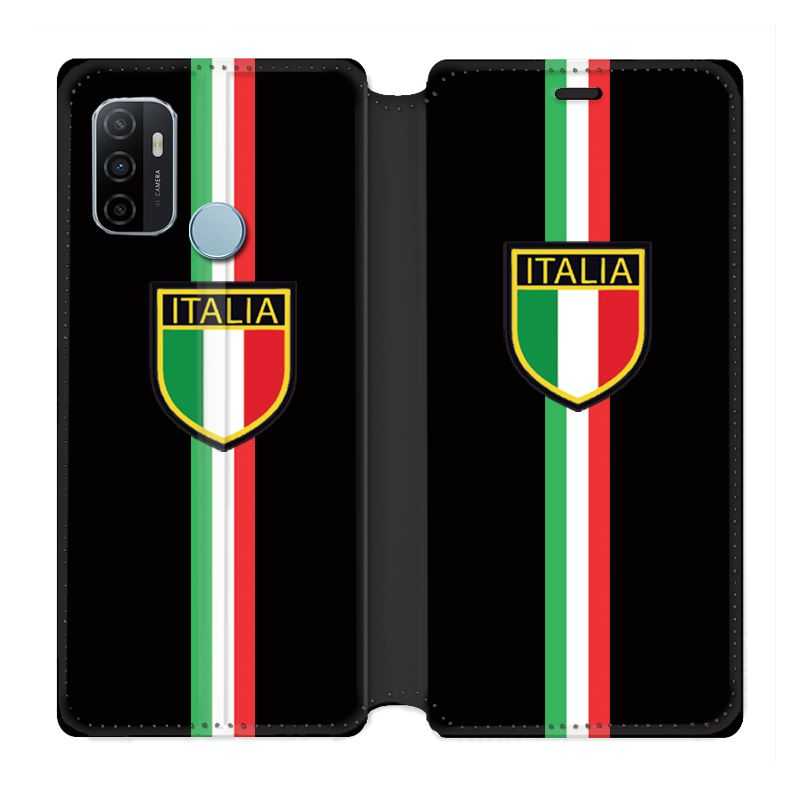 Housse Cuir Portefeuille Pour Oppo A53 / A53S Italie 3 Noir