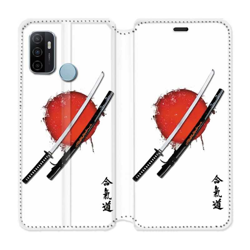 Housse Cuir Portefeuille Pour Oppo A53 / A53S Japon Epée
