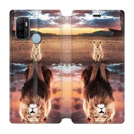 Housse Cuir Portefeuille Pour Oppo A53 / A53S Lion Reflet