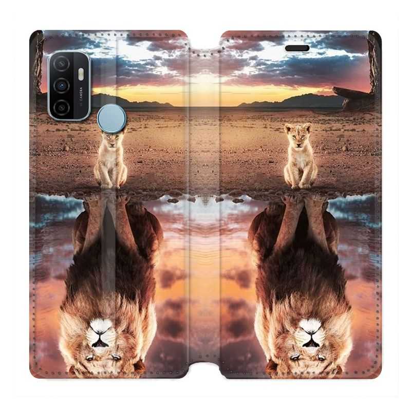 Housse Cuir Portefeuille Pour Oppo A53 / A53S Lion Reflet
