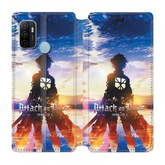 Housse Cuir Portefeuille Pour Oppo A53 / A53S Manga Attaque Titans Soleil