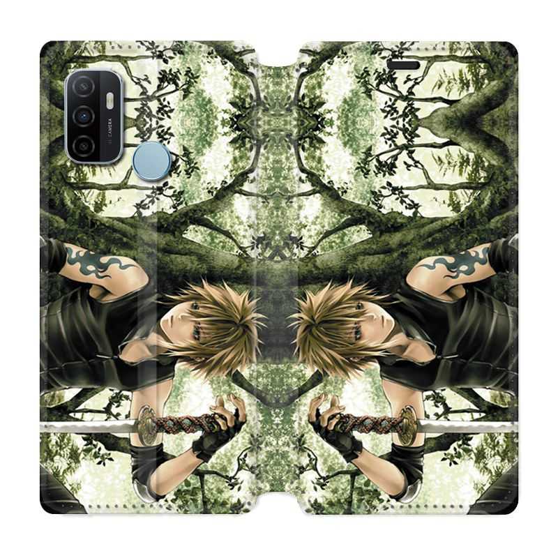 Housse Cuir Portefeuille Pour Oppo A53 / A53S Manga Bois