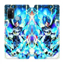 Housse Cuir Portefeuille Pour Oppo A53 / A53S Manga Dragon Ball Vegeta Bleu