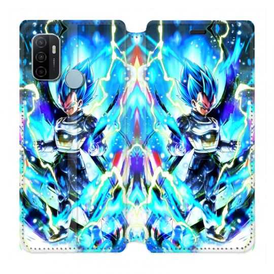 Housse Cuir Portefeuille Pour Oppo A53 / A53S Manga Dragon Ball Vegeta Bleu