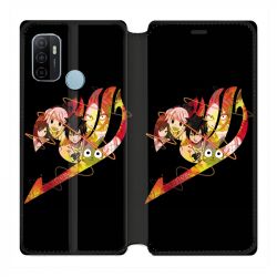 Housse Cuir Portefeuille Pour Oppo A53 / A53S Manga Fairy Tail Logo Noir