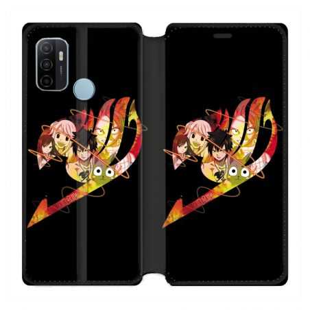 Housse Cuir Portefeuille Pour Oppo A53 / A53S Manga Fairy Tail Logo Noir